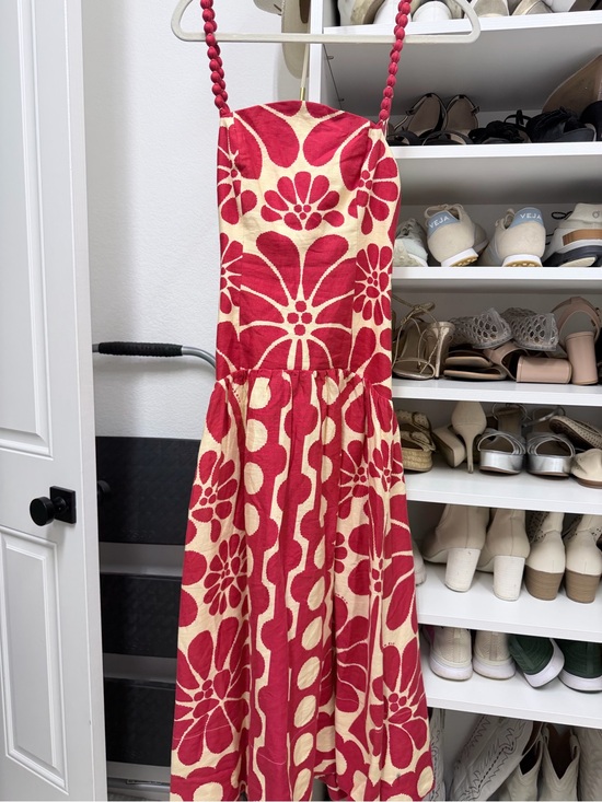 FARM Rio Dresses & Skirts - FARM Rio Red and Cream Floral Maxi Dress with Braided Straps